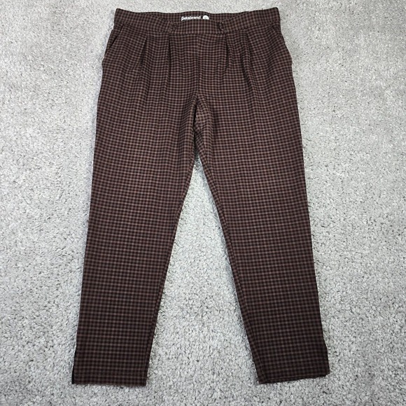 Betabrand Pants Womens XL Brown Gingham Plaid Soho Joggers‎ - Picture 1 of 13